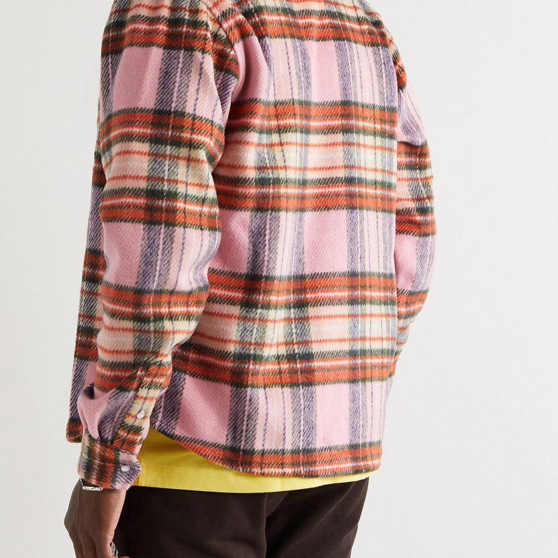 Billionaire Boys Club Logo-Appliquéd Checked Brushed-Flannel Shirt - Pink