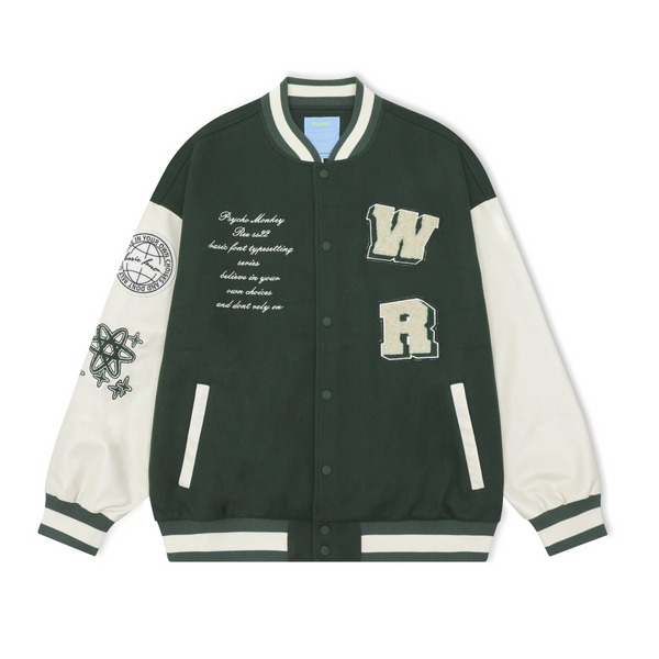 PCMY Embroidery Varsity Jacket Green