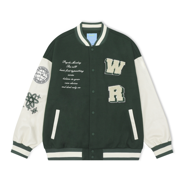 PCMY Embroidery Varsity Jacket Green