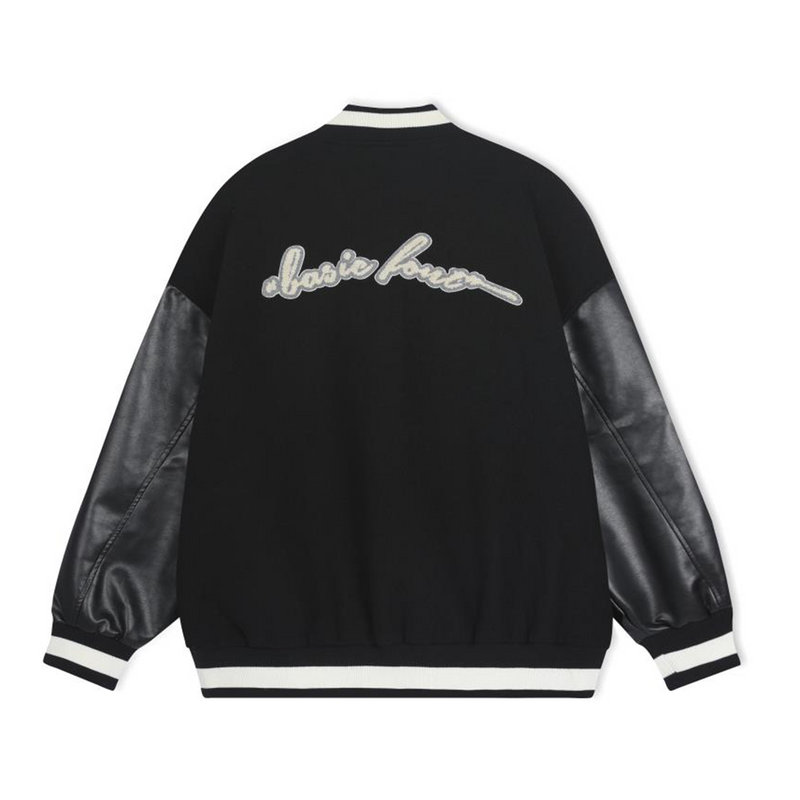 PCMY Embroidery Varsity Jacket Black