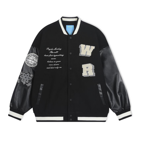 PCMY Embroidery Varsity Jacket Black