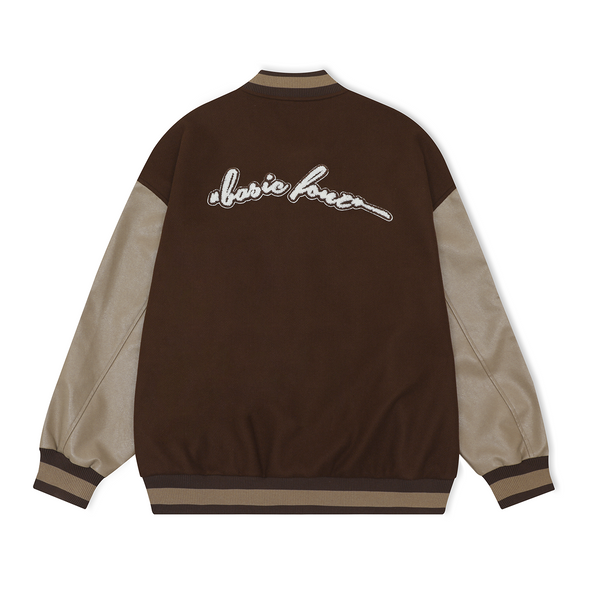 PCMY Embroidery Varsity Jacket Brown